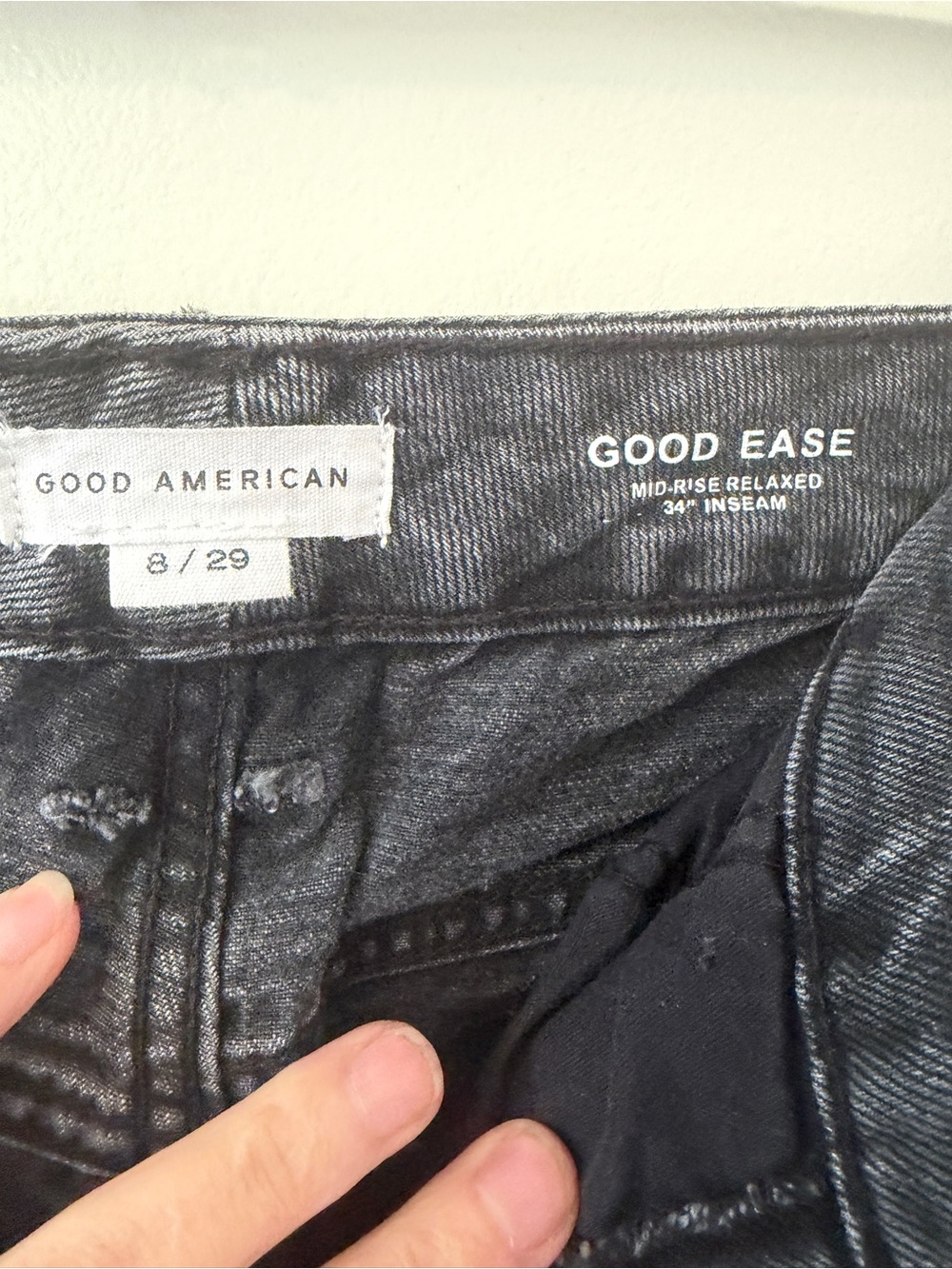 Good American Black Washed Wide-Leg Distressed Jeans - Picture 2 of 3